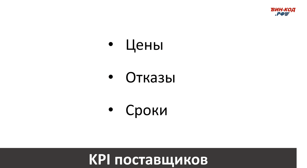 Основные KPI поставщиков в Казани
